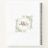 Carnet Élégant Script Verdure Chic or Monogramme (Dos)