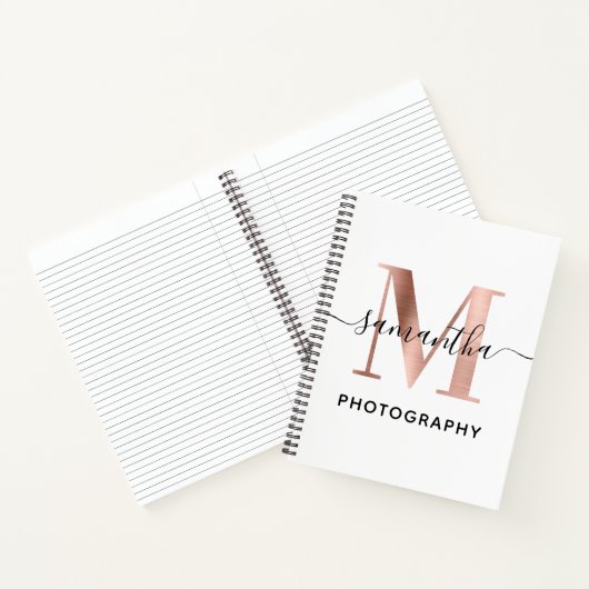 Carnet Élégant signature Rose Gold M Monogramme Logo (Intérieur)