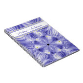 Carnet Élégant Silky Blue Fractal avec nom (Côté Droit)