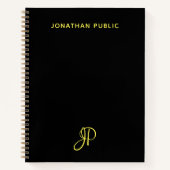 Carnet Élégant Simple Script Monogramme Nom initial (Devant)