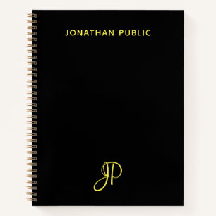 Carnet Élégant Simple Script Monogramme Nom initial