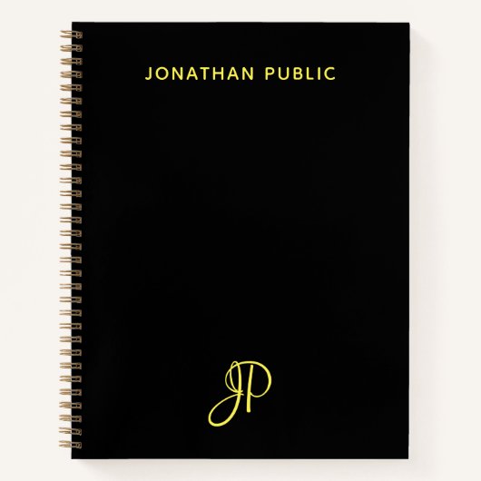 Carnet Élégant Simple Script Monogramme Nom initial (Devant)