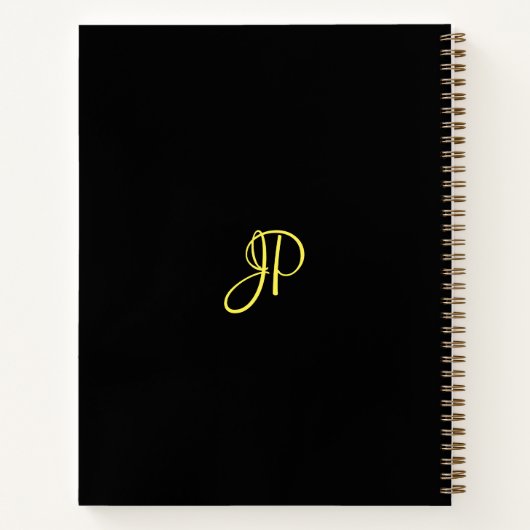 Carnet Élégant Simple Script Monogramme Nom initial (Dos)