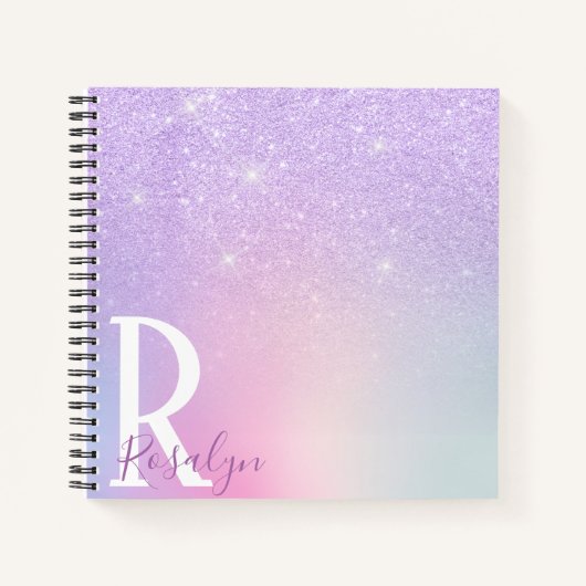 Carnet Elegant stylish girly ombre purple glitter (Devant)