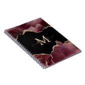 Carnet Elegant Stylish Gold Glitter Burgundy Agate (Côté Droit)