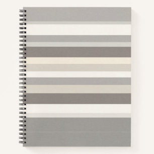 Carnet Élégant taupe crème et gris rayé de style ferme