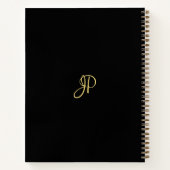 Carnet Élégant Tendance Script Monogrammé Noir Et Or (Dos)
