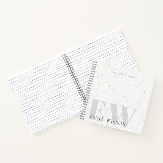 Carnet Élégant Terrazzo Rustique Pierre gris Nom Monogram (Intérieur)