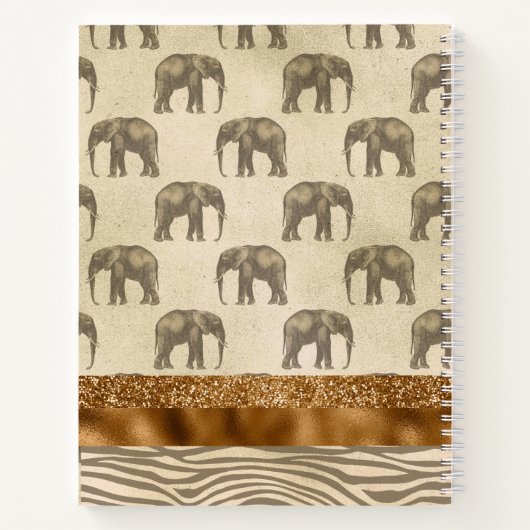 Carnet Élégant Tigre Or Eléphant Monogramme Initiales (Dos)