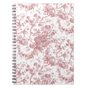 Carnet Élégant Toile Florale Vintage Gravée rose