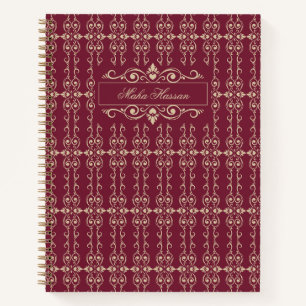 Carnet Élégant Tourbillon Floral Bourgogne & Or Personnal