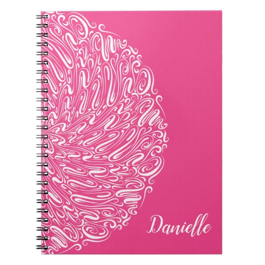 Carnet Élégant tourbillon rose chaud Mandala Art Calligra (Devant)