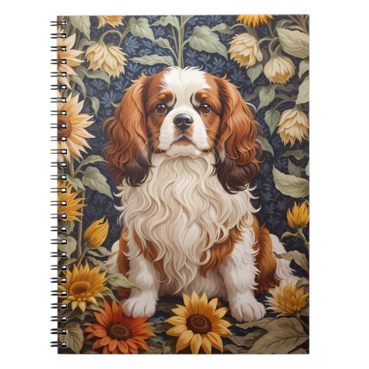 Carnet Élégant tournesol Cavalier King Charles Spaniel (Devant)