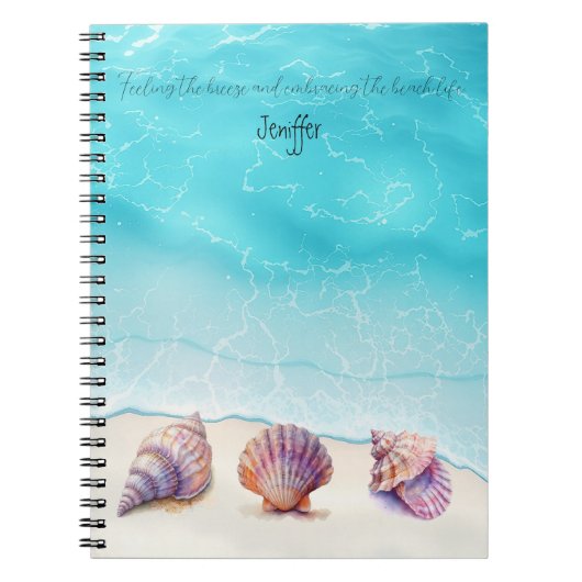 Carnet Elégant Tropical Beach Seashells Pearls Nautique (Devant)