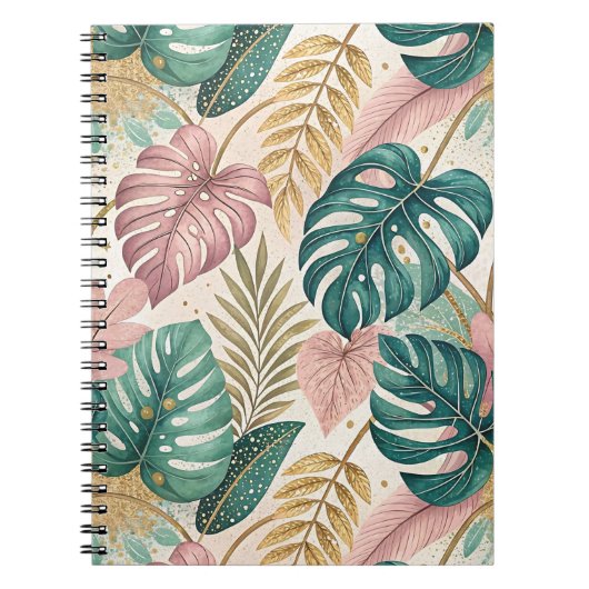 Carnet Elegant Tropical Monsteras Boho (Devant)