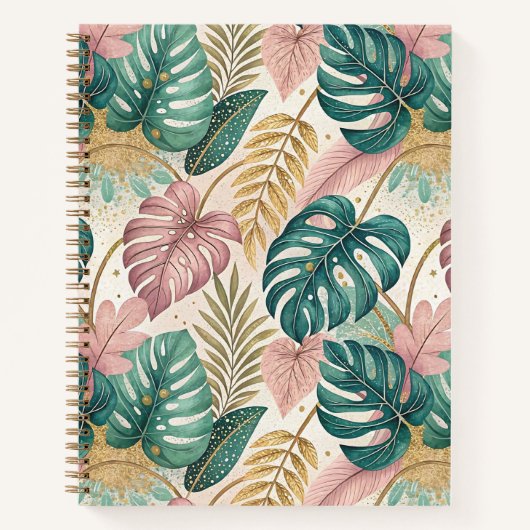 Carnet Elegant Tropical Monsteras Boho (Devant)