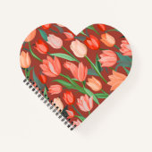 Carnet Elegant Tulip Floral Pattern – Red & Peach Spring  (Devant)