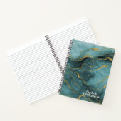 Carnet Élégant Turquoise Blue Agate Geode Marbre Monogram (Intérieur)