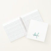 Carnet Élégant Turquoise de script blanc moderne Monogram (Intérieur)