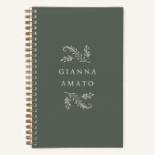 Carnet Elégant vert & crème Botanique Personnalisé (Recto)