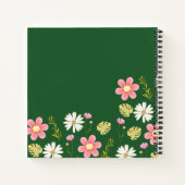 Carnet Élégant vert moderne rose floral (Dos)