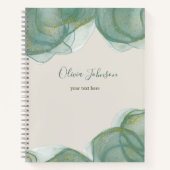 Carnet Elégant Vert Parties scintillant or Aquarelle (Devant)