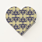 Carnet Elégant vintage damassé marine bleu jaune monogram (Dos)