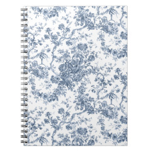 Carnet Élégant Vintage Français gravé Floral Toile-Bl
