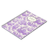 Carnet Elégant vintage violet toile de jouy petit (Côté gauche)