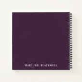 Carnet Élégant violet foncé blanc monogramme calligraphie (Dos)