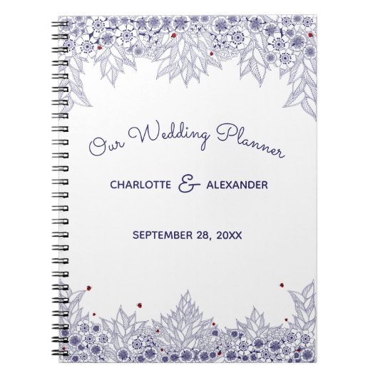 Carnet Élégant Wedding planner blanc bleu (Devant)