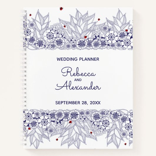 Carnet Elégant Wedding planner bleu blanc (Devant)