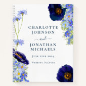 Carnet Élégant Wedding planner bleu Fleur sauvage (Devant)