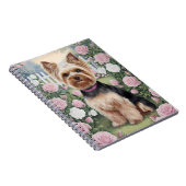 Carnet Elégant Yorkshire Terrier Rose Jardin Peinture (Côté Droit)