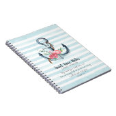 Carnet Élégante Ancre Florale Monogramme Temps calme (Côté Droit)