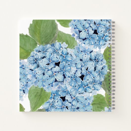 Carnet Elégante aquarelle bleu Hydrangea Mariage invité (Dos)