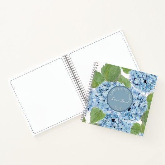 Carnet Elégante aquarelle bleu Hydrangea Mariage invité (Intérieur)