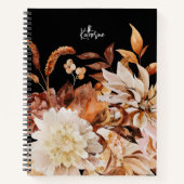 Carnet Elégante aquarelle d'automne Floral avec nom (Devant)