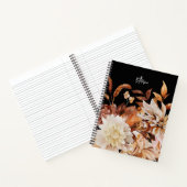 Carnet Elégante aquarelle d'automne Floral avec nom (Intérieur)