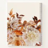 Carnet Elégante aquarelle d'automne Floral avec nom Carne (Dos)
