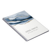 Carnet Elégante Aquarelle d'or marine Abstraite (Côté Droit)
