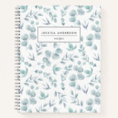 Carnet Elégante aquarelle Eucalyptus Recette personnalisé (Devant)