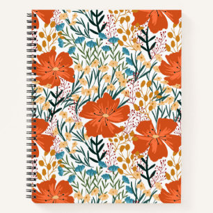 Carnet Elégante aquarelle fleurie l Orange motif