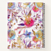 Carnet Elégante aquarelle fleurie rose et blanc (Dos)