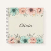 Carnet Elégante aquarelle Fleurs Sketchy (Devant)