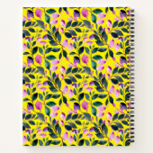 Carnet Elégante aquarelle Floral Jaune Nom Recette (Dos)