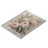 Carnet Elégante Aquarelle Peonies avec Pastel Greenery (Côté gauche)