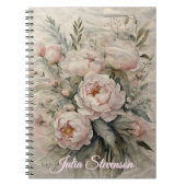Carnet Elégante Aquarelle Peonies avec Pastel Greenery (Devant)