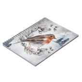 Carnet Elégante aquarelle Winter American Robin (Côté gauche)