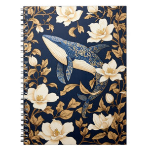 Carnet Elégante Baleine Bleue William Morris Inspiré Flor